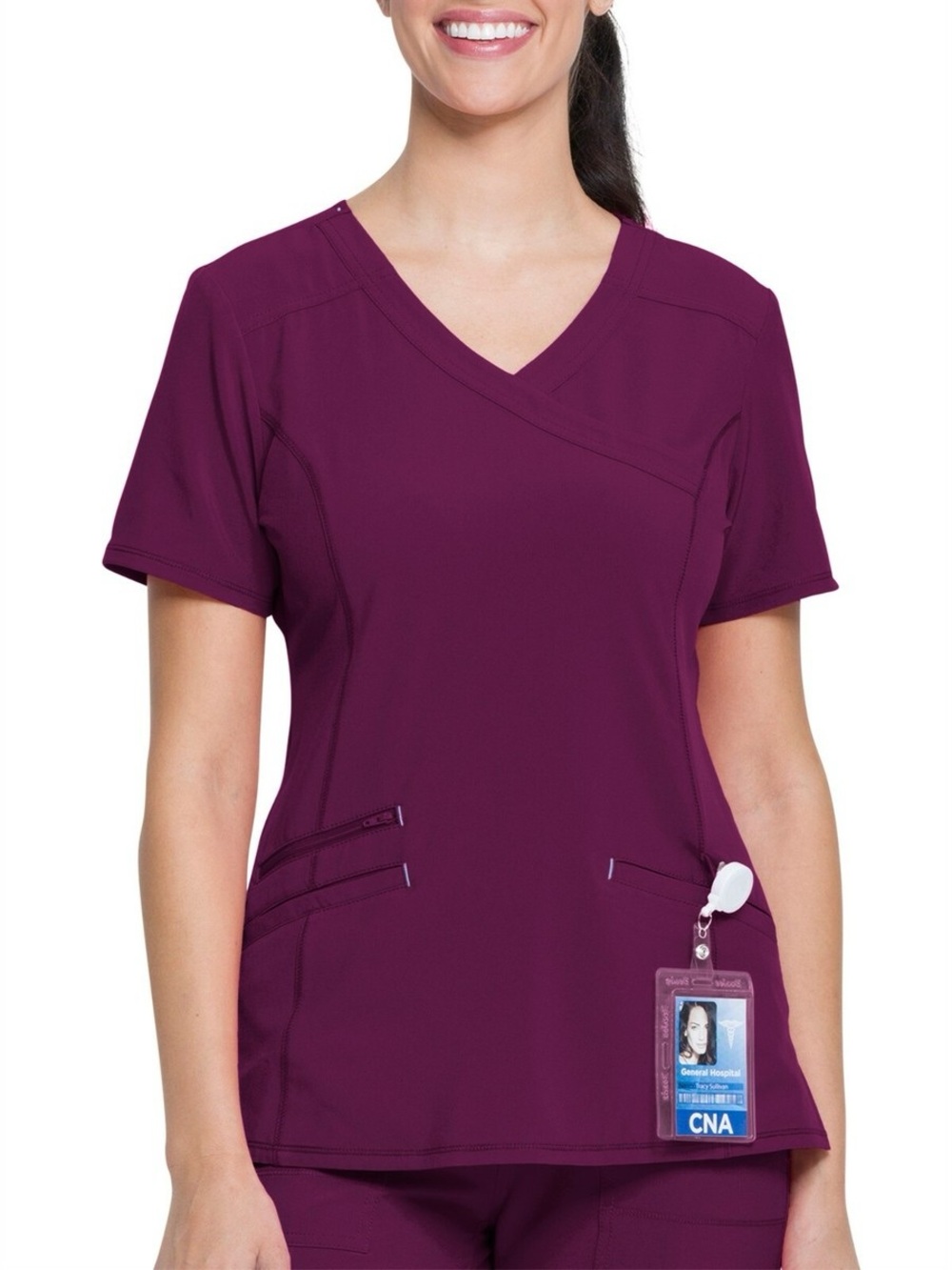Scrubstar Short-Sleeve V-Neck Scrub Top in Plum XL